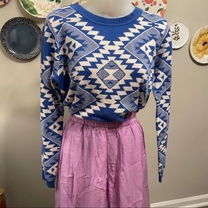 Blue & Cream Aztec Print Sweater